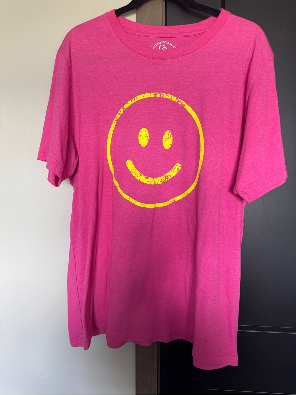 Pink Graphic Tee with Yellow Smiley